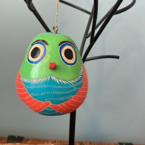 Lucuma Designs Handmade Hand Carved & Painted in Peru Owl Gourd Ornament New